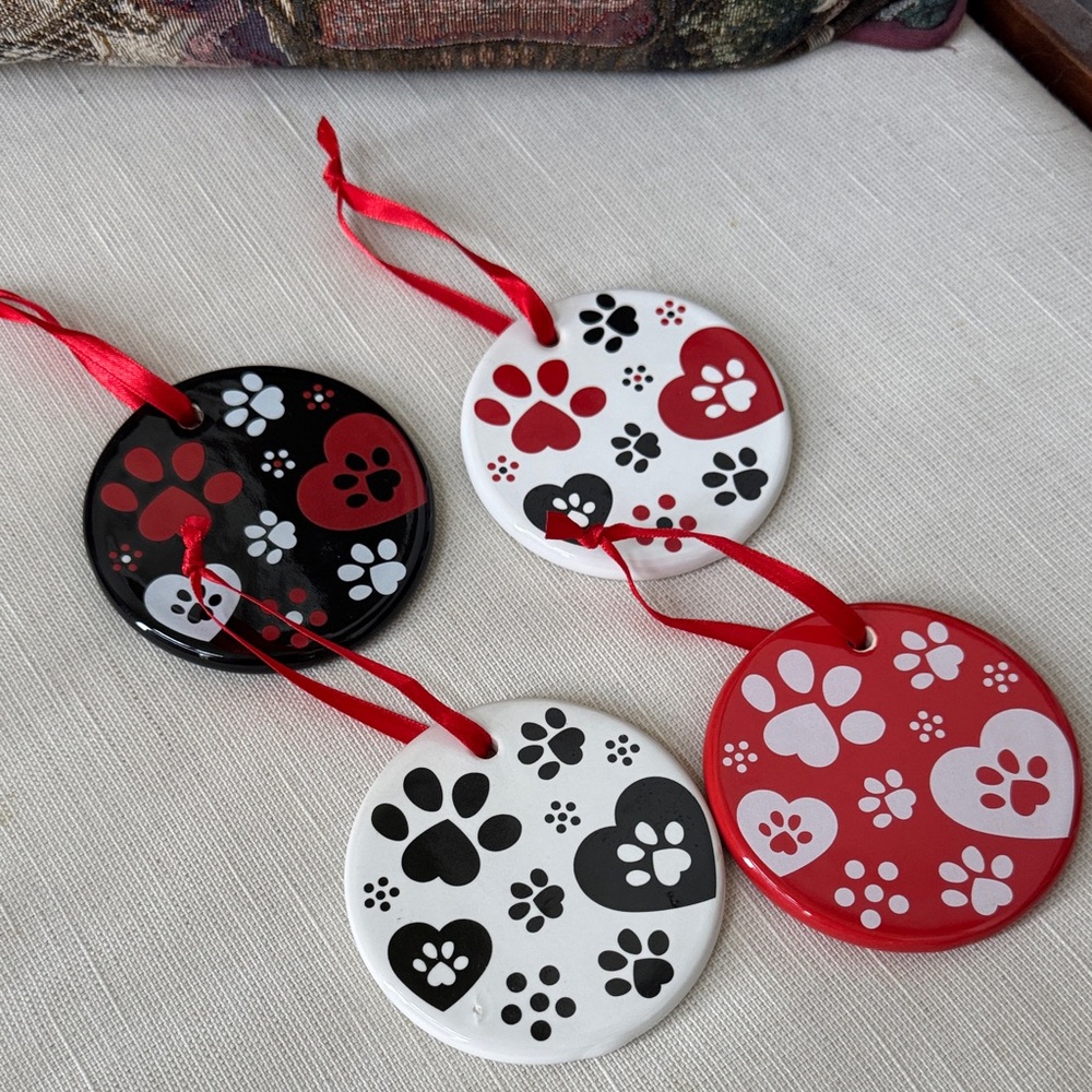 Temp-tations Paw Print Heart Ornaments – Set of 4 - Picture 2 of 5